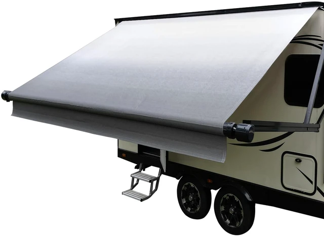 Main image of RV Awning Fabric Replacement(17'2" Fabric) Heavy Duty 19.5 oz Vinyl Fabric -Camper Awning Replacement Universal Replacement RV Awnings with Pull Strap for All Awning Brands-Senior Fade Grey