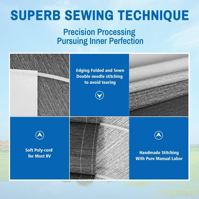 Alt view image 2 of 7 - RV Awning Fabric Replacement(17'2" Fabric) Heavy Duty 19.5 oz Vinyl Fabric -Camper Awning Replacement Universal Replacement RV Awnings with Pull Strap for All Awning Brands-Senior Fade Grey