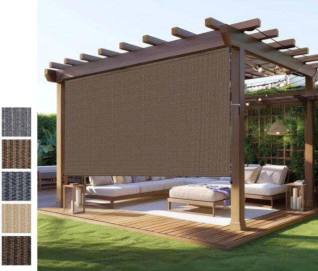 Main image of Outdoor Roller Shade,Patio Blind Roll Up Shade Exterior Cordless-10'W x 8'H | Outdoor Patio Shades Roll Up Blind with Spliced Pole,Privacy Protection,UV Sun Blocking,One-Piece Fabric