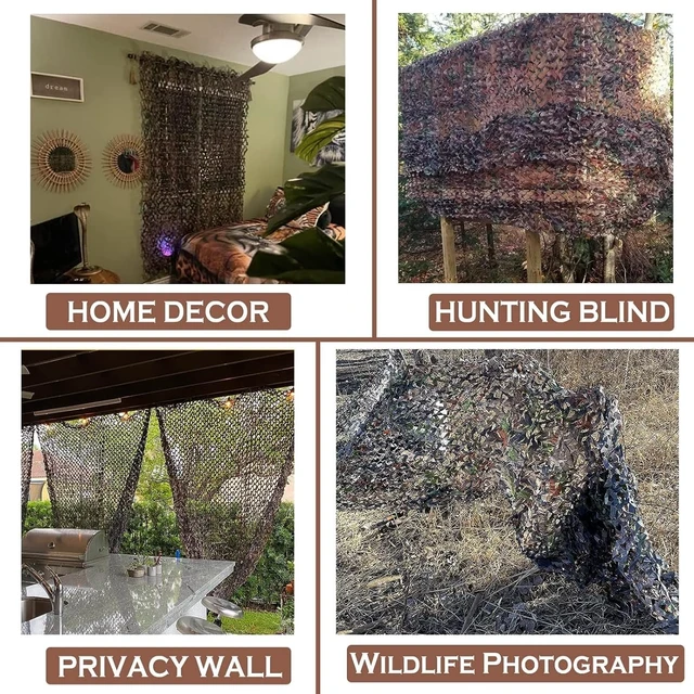 Alt view image 4 of 7 - Large Camouflage Netting Camo Netting Camo Tarp for Party Decor Birthday Cover Outdoor Hunting Camping Cover (Camo Bionic Leaves, 19.7ftx19.7ft, 6m*6m)