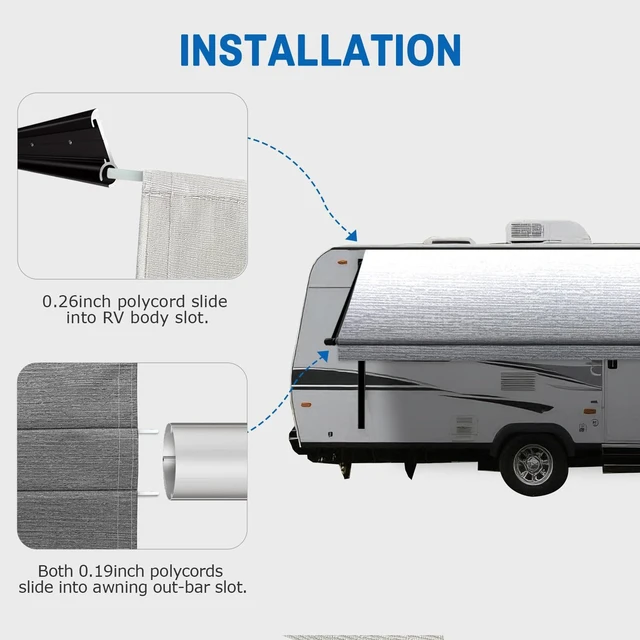 Alt view image 7 of 7 - RV Awning Fabric Replacement(17'2" Fabric) Heavy Duty 19.5 oz Vinyl Fabric -Camper Awning Replacement Universal Replacement RV Awnings with Pull Strap for All Awning Brands-Senior Fade Grey