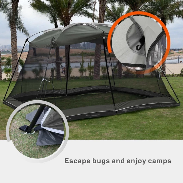 Alt view image 3 of 6 - Screen House Canopy Tent 13'x 9' | Sun Shade, Shelter, Camping, Outdoor Activities, Shale Gray