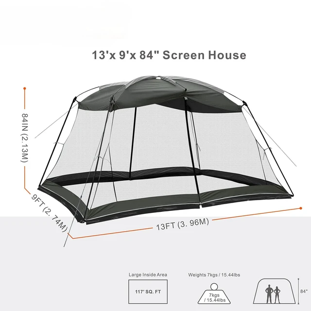 Alt view image 2 of 6 - Screen House Canopy Tent 13'x 9' | Sun Shade, Shelter, Camping, Outdoor Activities, Shale Gray