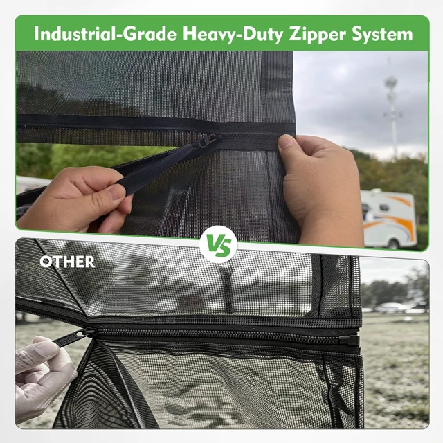 Alt view image 3 of 7 - RV Awning Sun Shade Screen 8'x17'3''(Fit for 18' Awning),Black Mesh Shade Screen with Zipper,Universal Trailer Camper Awning Screen with Complete Kits,Improves Shadow and Privacy.