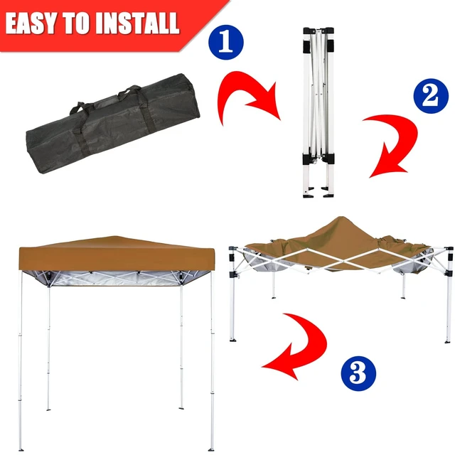 Alt view image 4 of 7 - 6x4 Ft Pop-Up Canopy Tent Portable Outdoor Canopy Light Brown | Small Pop Up Canopy with UV-Resistant 185T Oxford Fabric, Sturdy Steel Frame, Easy Setup, Folding Design & Carry Bag Outdoor