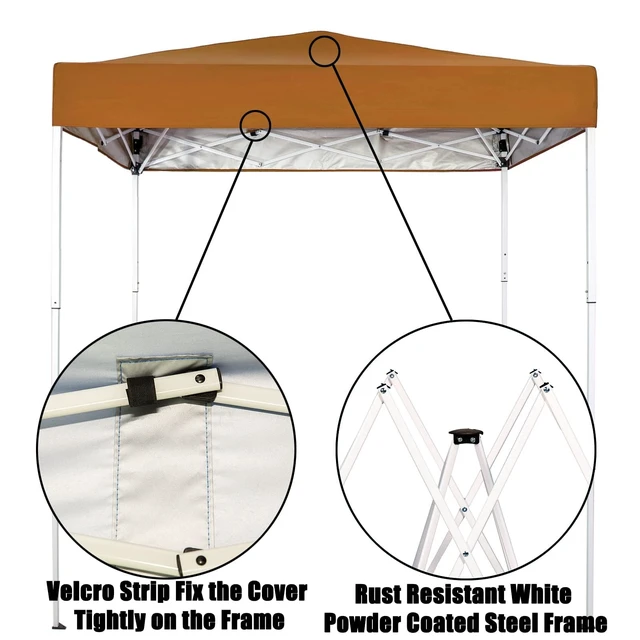 Alt view image 3 of 7 - 6x4 Ft Pop-Up Canopy Tent Portable Outdoor Canopy Light Brown | Small Pop Up Canopy with UV-Resistant 185T Oxford Fabric, Sturdy Steel Frame, Easy Setup, Folding Design & Carry Bag Outdoor