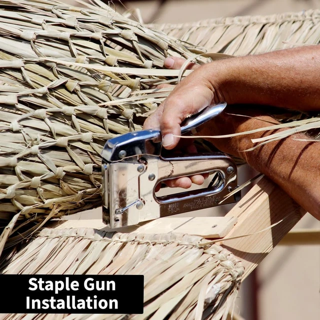 Alt view image 3 of 7 - Mexican Palm Thatch Roof Runner Roll for Eco-Friendly Duck Blind Grass Tiki Hut Palapa Roofing Tiki Bars 35 in H x 8 ft L