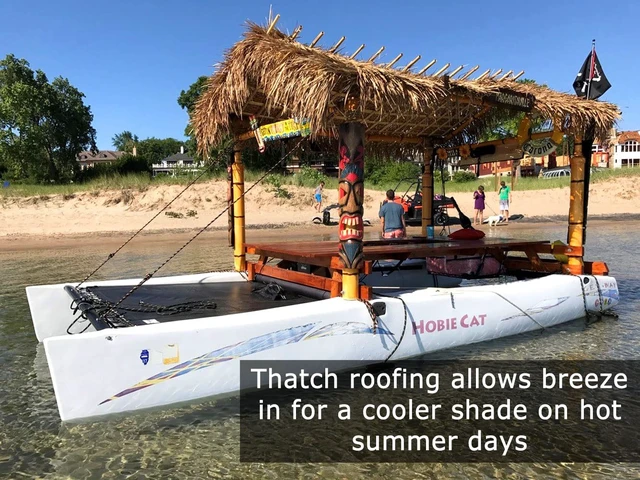 Alt view image 7 of 7 - Mexican Palm Thatch Roof Runner Roll for Eco-Friendly Duck Blind Grass Tiki Hut Palapa Roofing Tiki Bars 35 in H x 8 ft L