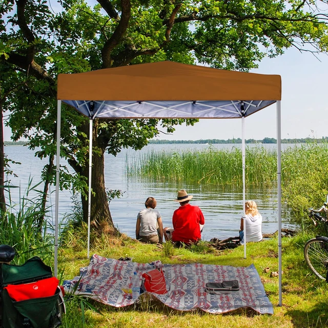 Alt view image 7 of 7 - 6x4 Ft Pop-Up Canopy Tent Portable Outdoor Canopy Light Brown | Small Pop Up Canopy with UV-Resistant 185T Oxford Fabric, Sturdy Steel Frame, Easy Setup, Folding Design & Carry Bag Outdoor