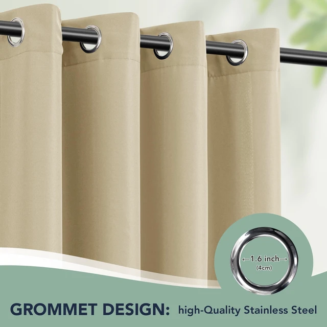 Alt view image 6 of 7 - Outdoor Curtains for Patio Waterproof, 6 Drape Panels, Sun Shades | Privacy & Weatherproof, Outside Curtains for Porch, Gazebo, Pergola, Cabana, Balcony, Grommet Top, 54 x 120 Inch, Cream