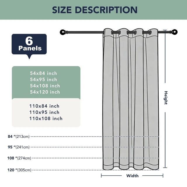 Alt view image 7 of 7 - Outdoor Curtains for Patio Waterproof, 6 Drape Panels, Sun Shades | Privacy & Weatherproof, Outside Curtains for Porch, Gazebo, Pergola, Cabana, Balcony, Grommet Top, 54 x 120 Inch, Cream