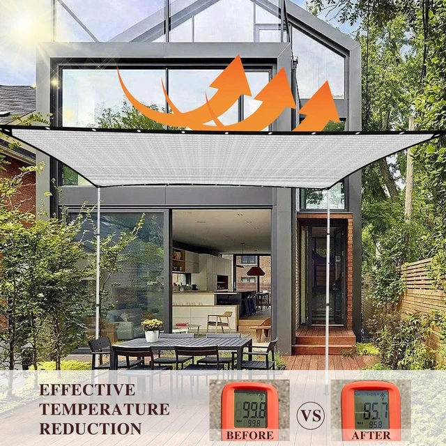 Alt view image 3 of 7 - Aluminum Shade Cloth- Breathable Cooling 80% Shading Rate with Edge and Mesh Easy Hanging,Shade Cloth for Garden,Greenhouse,Balcony,Lawn Terrace,Chicken Coop and Dog Kennel,Reflective Tarp