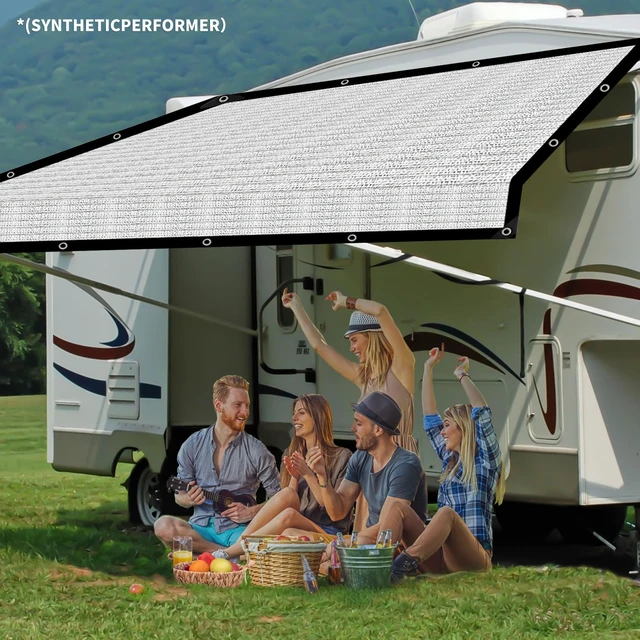 Alt view image 4 of 7 - Aluminum Shade Cloth- Breathable Cooling 80% Shading Rate with Edge and Mesh Easy Hanging,Shade Cloth for Garden,Greenhouse,Balcony,Lawn Terrace,Chicken Coop and Dog Kennel,Reflective Tarp