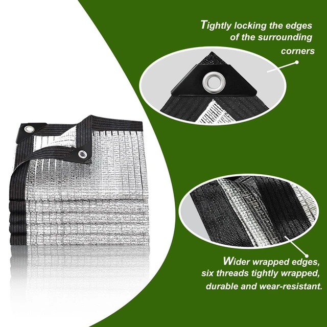 Alt view image 5 of 7 - Aluminum Shade Cloth- Breathable Cooling 80% Shading Rate with Edge and Mesh Easy Hanging,Shade Cloth for Garden,Greenhouse,Balcony,Lawn Terrace,Chicken Coop and Dog Kennel,Reflective Tarp