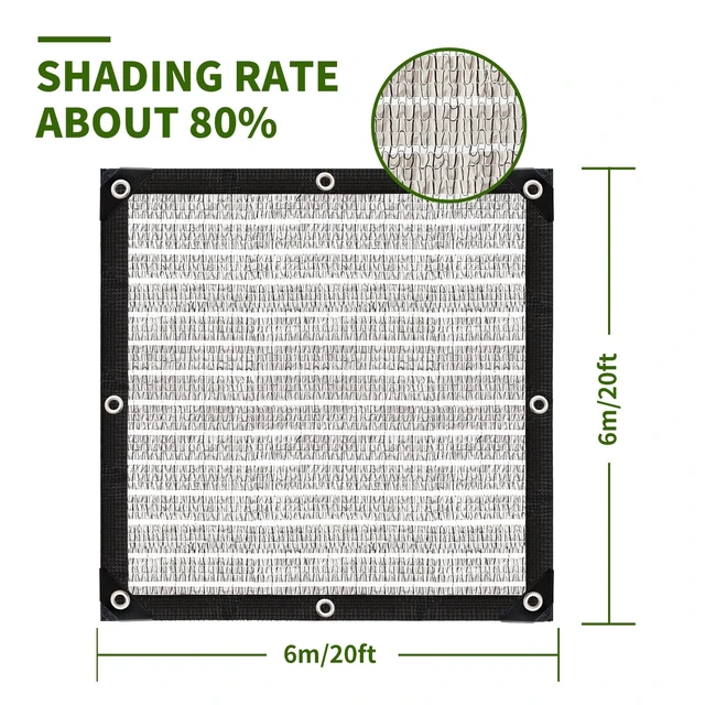 Alt view image 2 of 7 - Aluminum Shade Cloth- Breathable Cooling 80% Shading Rate with Edge and Mesh Easy Hanging,Shade Cloth for Garden,Greenhouse,Balcony,Lawn Terrace,Chicken Coop and Dog Kennel,Reflective Tarp