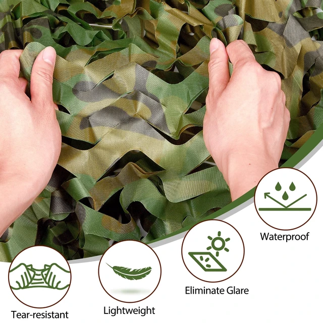Alt view image 2 of 7 - Party Decor Camouflage Netting Dinosaur Birthday Theme Camo Tarp Sheerness Camo Netting for Hunting Blind Deer Stand Canopy Cover (Woodland Camo, 19.7ftx19.7ft, 6m*6m)