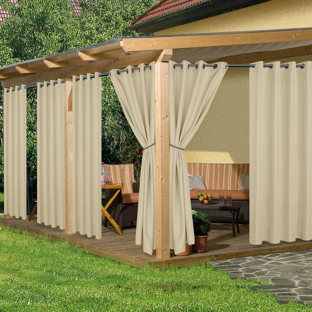 Main image of Waterproof Outdoor Curtains for Patio 6 Pcs 54x120 Inch Cream | Weatherproof, Privacy Outsides Curtains for Backyard Porch Gazebo, Sunlight & UV Blocking,Outdoor Dining Dividers