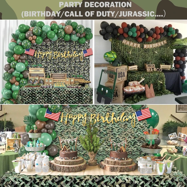 Alt view image 4 of 7 - Party Decor Camouflage Netting Dinosaur Birthday Theme Camo Tarp Sheerness Camo Netting for Hunting Blind Deer Stand Canopy Cover (Woodland Camo, 19.7ftx19.7ft, 6m*6m)
