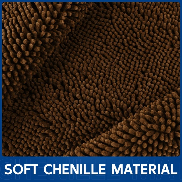 Alt view image 3 of 7 - Chenille Absorbent Front Door Mat 72" x 48", Dog Door Mat for Muddy Paws, Trap Dirt Doormat, Mud Mat for Dogs, Washable Non Slip Outdoor Indoor Doormats for Entryway, Brown