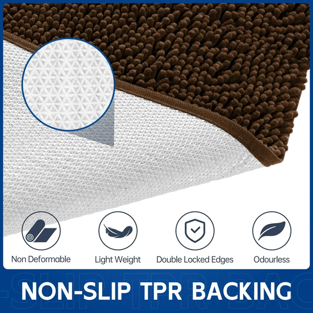 Alt view image 4 of 7 - Chenille Absorbent Front Door Mat 72" x 48", Dog Door Mat for Muddy Paws, Trap Dirt Doormat, Mud Mat for Dogs, Washable Non Slip Outdoor Indoor Doormats for Entryway, Brown