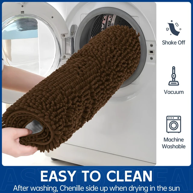 Alt view image 5 of 7 - Chenille Absorbent Front Door Mat 72" x 48", Dog Door Mat for Muddy Paws, Trap Dirt Doormat, Mud Mat for Dogs, Washable Non Slip Outdoor Indoor Doormats for Entryway, Brown