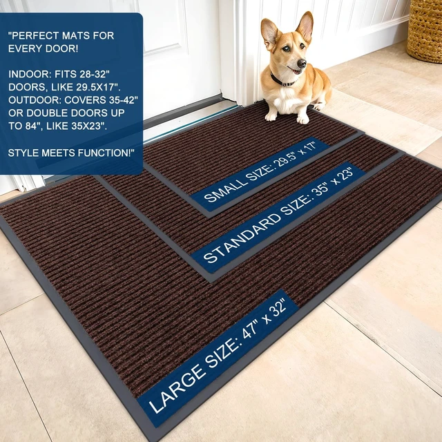 Alt view image 2 of 7 - Front Door Mat 71x47, Waterproof Heavy-Duty Indoor Outdoor Doormat | Brown, Absorbent, Stain and Fade Resistant, Non-Slip Backing, Easy-Clean Welcome Floor Mat for Entryway, Patio and Porch