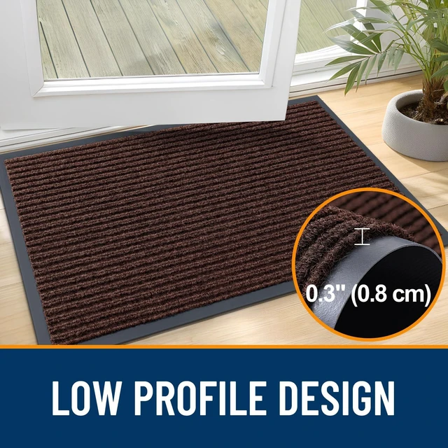 Alt view image 4 of 7 - Front Door Mat 71x47, Waterproof Heavy-Duty Indoor Outdoor Doormat | Brown, Absorbent, Stain and Fade Resistant, Non-Slip Backing, Easy-Clean Welcome Floor Mat for Entryway, Patio and Porch
