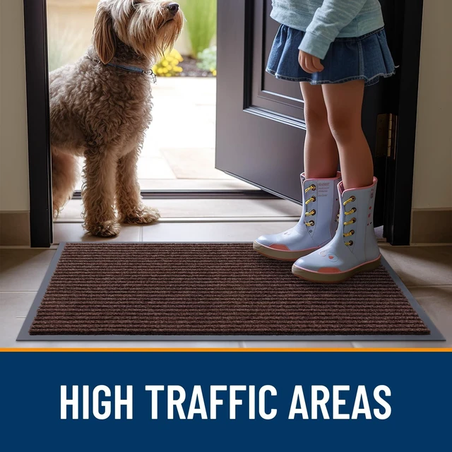 Alt view image 7 of 7 - Front Door Mat 71x47, Waterproof Heavy-Duty Indoor Outdoor Doormat | Brown, Absorbent, Stain and Fade Resistant, Non-Slip Backing, Easy-Clean Welcome Floor Mat for Entryway, Patio and Porch