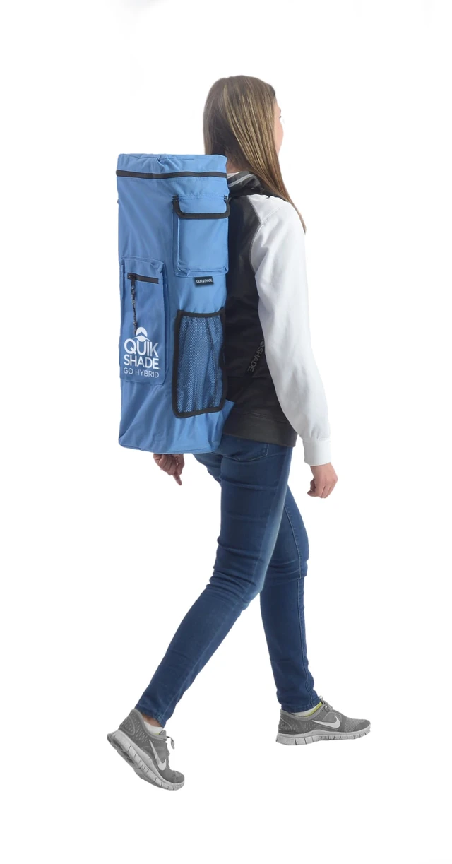 Alt view image 4 of 7 - Go Hybrid 6' x 6' Sun Protection Pop-Up Compact and Lightweight 7' x 7' Base Slant Leg Backpack Canopy, Regatta Blue