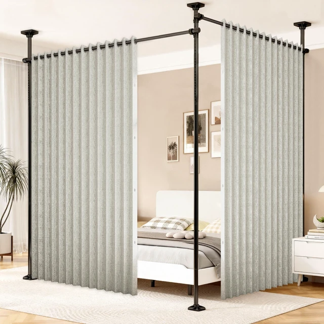 Alt view image 3 of 7 - Vertical Privacy Shades, Memory Trained Pinch Pleated Vertical Drape Suit for 78 Width Open Cover, 1 Panel, W100 x L96, Natural
