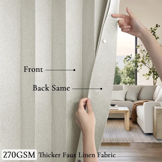 Alt view image 5 of 7 - Vertical Privacy Shades, Memory Trained Pinch Pleated Vertical Drape Suit for 78 Width Open Cover, 1 Panel, W100 x L96, Natural