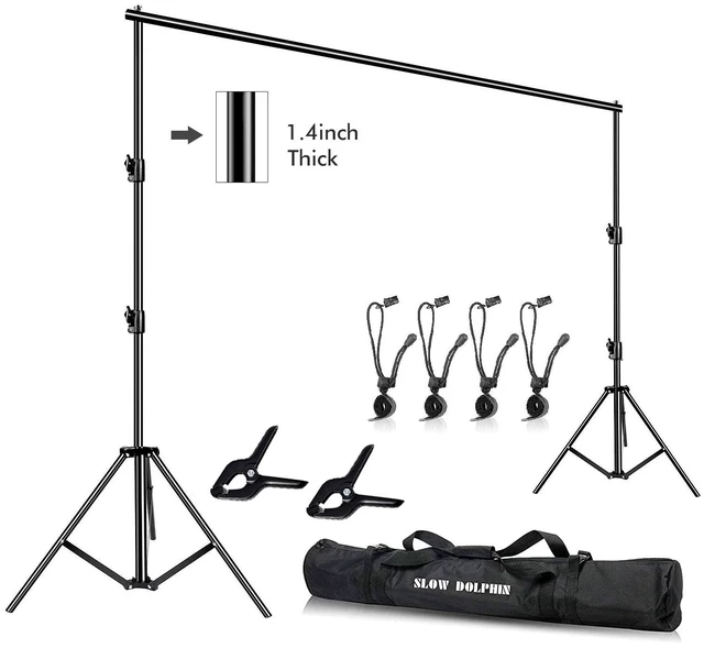 Main image of Photo Video Studio 12ft (W) x 10ft (H) Heavy Duty Adjustable Photography Backdrop Stand Background Support System Kit with Carry Bag