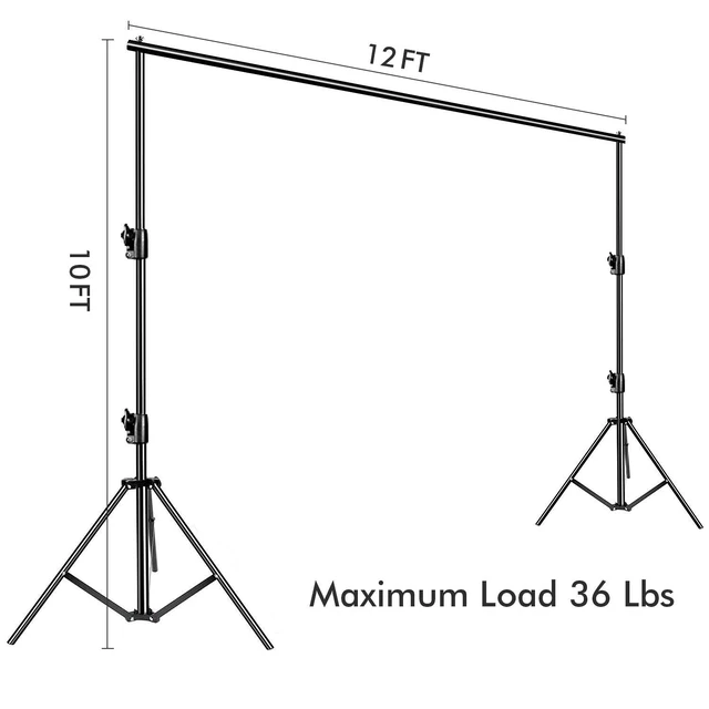 Alt view image 2 of 6 - Photo Video Studio 12ft (W) x 10ft (H) Heavy Duty Adjustable Photography Backdrop Stand Background Support System Kit with Carry Bag