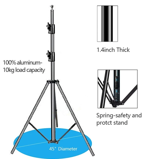 Alt view image 4 of 6 - Photo Video Studio 12ft (W) x 10ft (H) Heavy Duty Adjustable Photography Backdrop Stand Background Support System Kit with Carry Bag