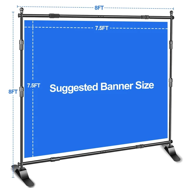 Alt view image 3 of 6 - 8x8ft Backdrop Banner Stand Adjustable Backdrop Stand Heavy Duty | Photo Backdrop Stand with Carrying Bag for Trade Show,Professional Photo Booths,Party,Step and Repeat Background Display