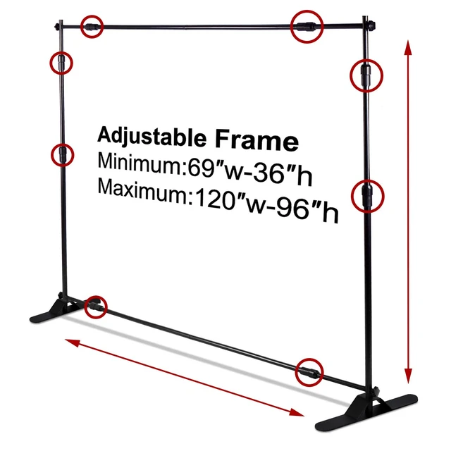 Alt view image 3 of 7 - 10 x 8 ft Heavy Duty Backdrop Banner Stand Kit | Adjustable Photography Step and Repeat Stand for Parties, Portable Trade Show Photo Booth Background with Carrying Bag