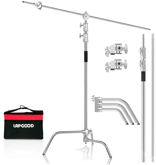 Main image of Heavy Duty C Stand 10.8ft/330cm with Boom Arm Sandbag Grips | 100% Stainless Steel Photography Light Stand Studio Monolight, Softbox, Reflector (Max Loading 44 Pounds
