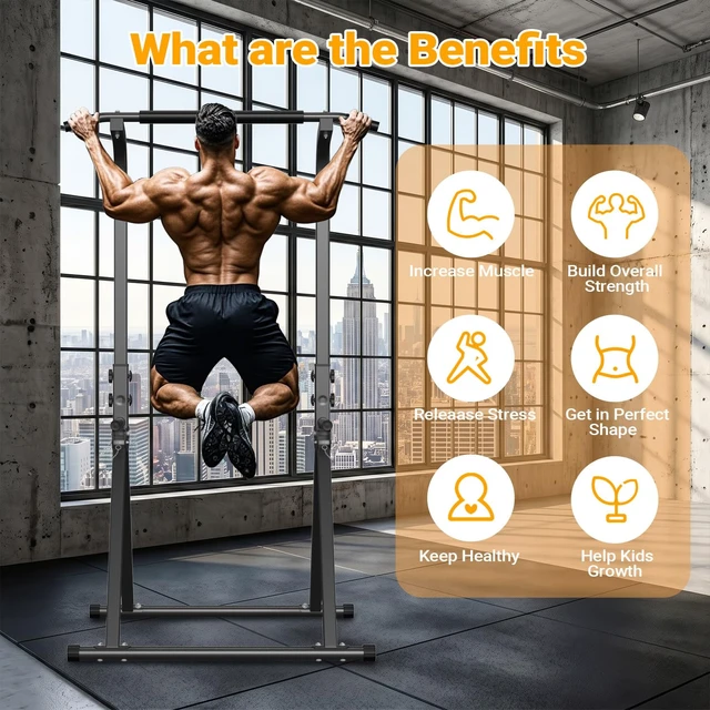 Alt view image 5 of 7 - Foldable Pull Up Bar Free Standing Multi-function Power Tower | Dip Bar, Home Gym, Strength Training Equipment, 350 LBS Weight Capacity
