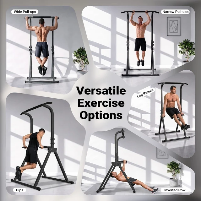 Alt view image 4 of 7 - Foldable Pull Up Bar Free Standing Multi-function Power Tower | Dip Bar, Home Gym, Strength Training Equipment, 350 LBS Weight Capacity