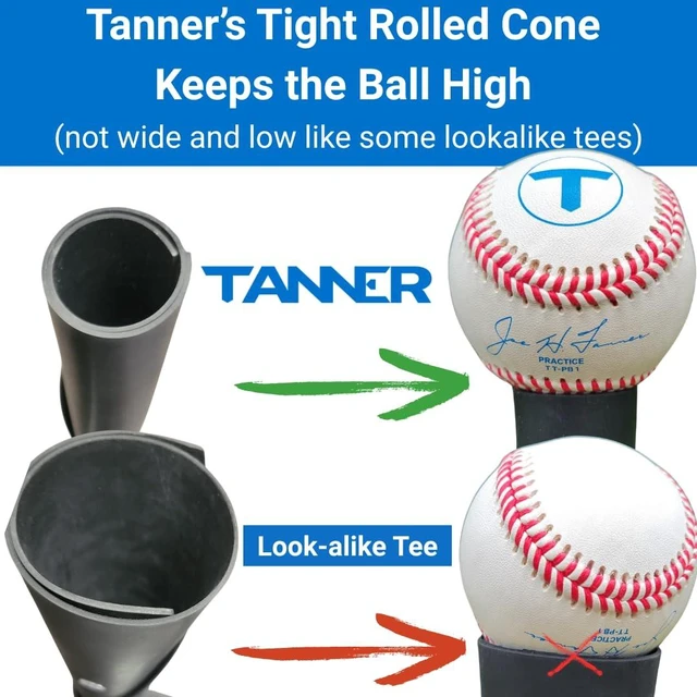 Alt view image 3 of 7 - Tee The Original Batting Tee Adjustable Pro Hitting Tee for Baseball & Softball, Steel Shaft, Composite Base, Hand-Rolled Rubber Top, 26"-43" Height