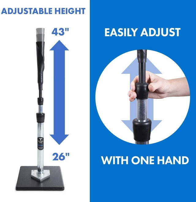 Alt view image 4 of 7 - Tee The Original Batting Tee Adjustable Pro Hitting Tee for Baseball & Softball, Steel Shaft, Composite Base, Hand-Rolled Rubber Top, 26"-43" Height