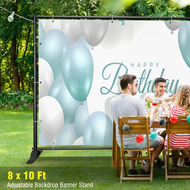 Alt view image 2 of 7 - 4x7-8x10 FT Extra Thick Backdrop Banner Stand, Heavy Duty Adjustable Step and Repeat Stand for Parties & Photography, Portable Trade Show Photo Booth Background with Carrying Bag