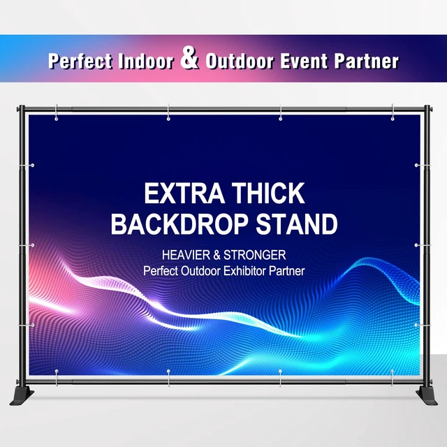 Alt view image 7 of 7 - 4x7-8x10 FT Extra Thick Backdrop Banner Stand, Heavy Duty Adjustable Step and Repeat Stand for Parties & Photography, Portable Trade Show Photo Booth Background with Carrying Bag