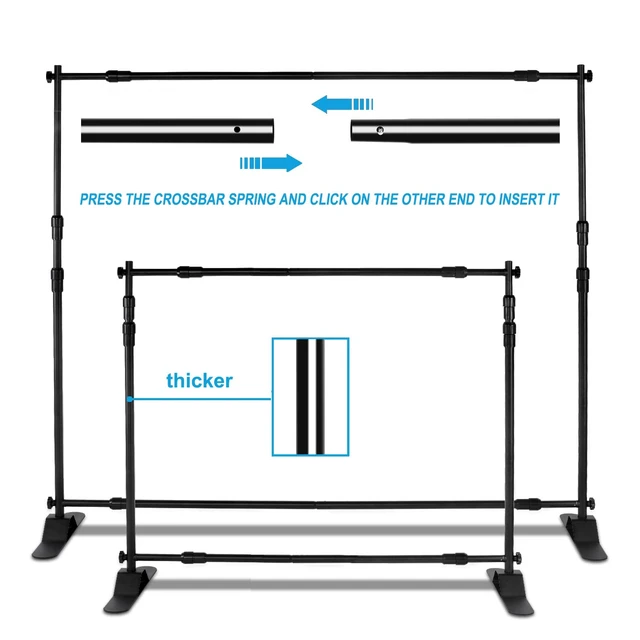 Alt view image 4 of 7 - 10 x 8 ft Heavy Duty Backdrop Banner Stand Kit | Adjustable Photography Step and Repeat Stand for Parties, Portable Trade Show Photo Booth Background with Carrying Bag