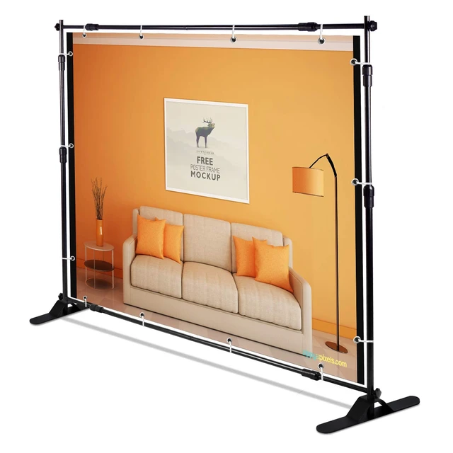 Alt view image 6 of 7 - 10 x 8 ft Heavy Duty Backdrop Banner Stand Kit | Adjustable Photography Step and Repeat Stand for Parties, Portable Trade Show Photo Booth Background with Carrying Bag