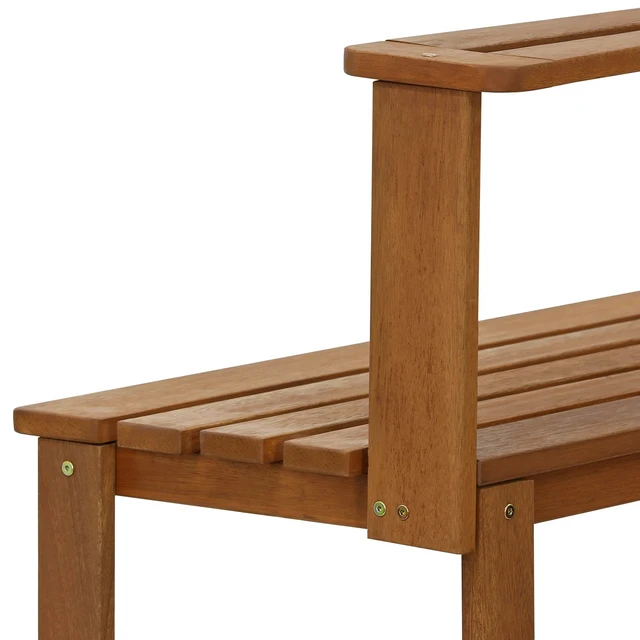 Alt view image 7 of 7 - Tioman Outdoor Potting Bench with Storage Shelf, Natural | Slatted Hardwood, Potting Bench Table, Garden Workstation, with Shelves for Gardening, Potting, Planting