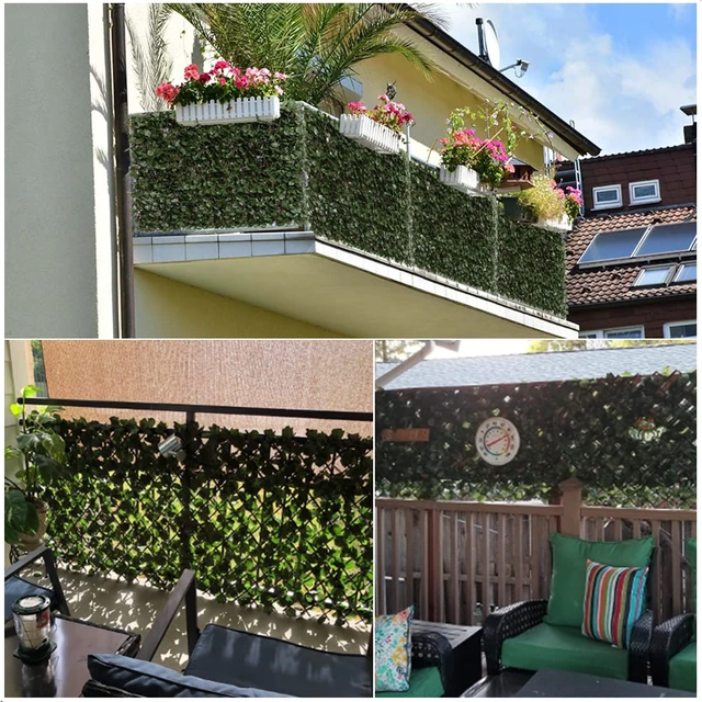 Alt view image 5 of 6 - Expandable Faux Ivy Privacy Screen, Double-Sided, Balcony, 2 Pack | Lifelike artificial foliage creates a lush backdrop for weddings, parties, event decor,vertical gardens, and outdoor displays