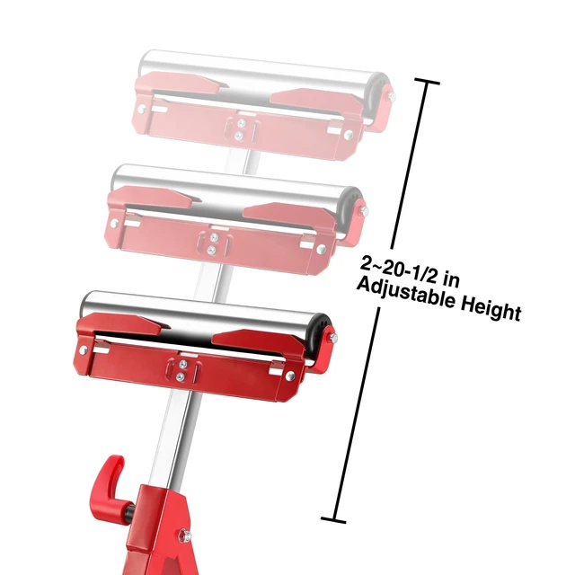 Alt view image 4 of 7 - Folding Roller Stand Height Adjustable, Heavy Duty 250 LB Load Capacity, Outfeed Woodworking (Upgraded head), 2PCS