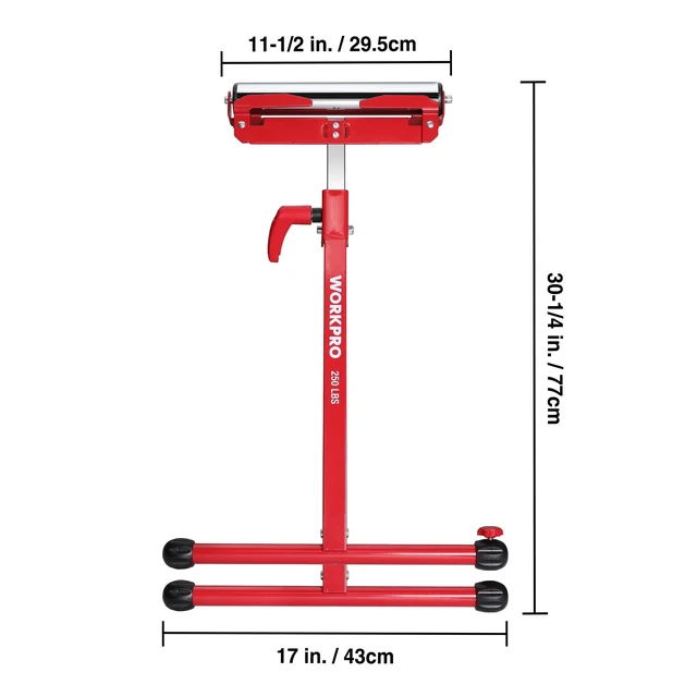 Alt view image 3 of 7 - Folding Roller Stand Height Adjustable, Heavy Duty 250 LB Load Capacity, Outfeed Woodworking (Upgraded head), 2PCS