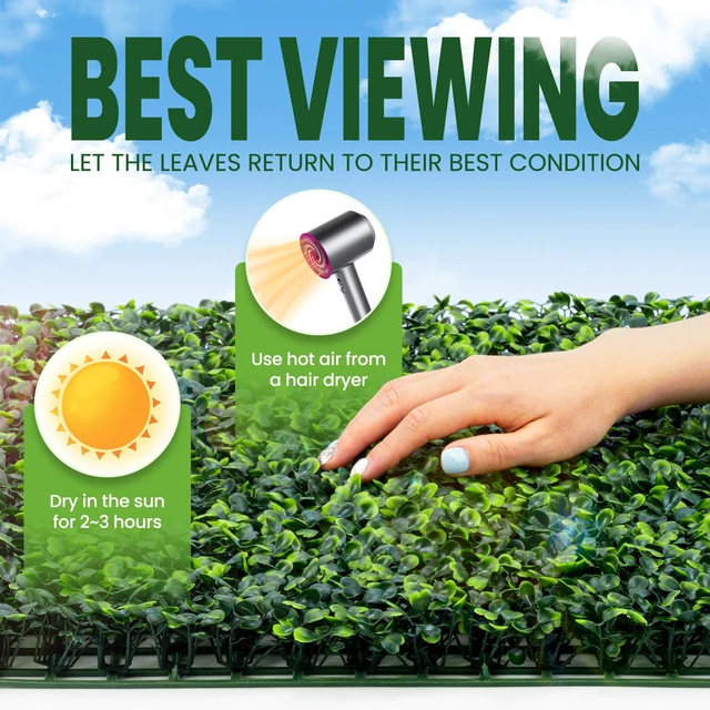 Alt view image 6 of 7 - Grass Wall Panel 24 Pack 20"x20" Artificial Boxwood Hedge Plant Wall, Greenery Walls, Artificial Grass Backdrop, Privacy Hedge Screen Faux Boxwood for Outdoor,Indoor,Garden,Fence,Backyard